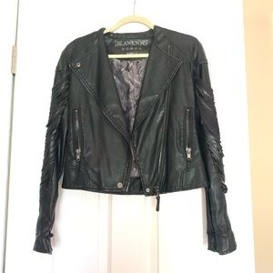 BlankNYC faux leather fringe moto jacket